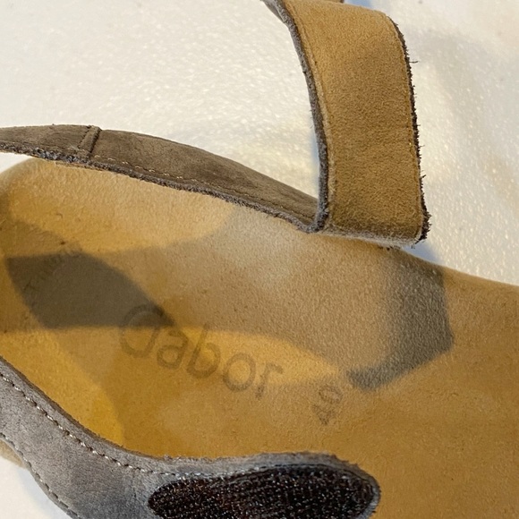 GABOR Taupe Jolly Strap Wedge Nubuck Sandals - Picture 8 of 9